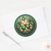 Groene medaillon vlinder ronde sticker (Envelop)
