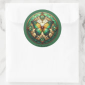 Groene medaillon vlinder ronde sticker (Tas)
