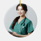 Groene Medische School Afstuderen Foto Kerstmis Keramisch Ornament (Achterkant)