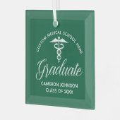 Groene Medische School Afstuderen Kerst Glas Ornament (Voorkant links)