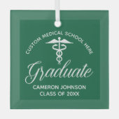 Groene Medische School Afstuderen Kerst Glas Ornament (Voorkant)