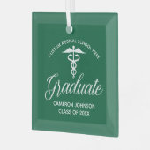 Groene Medische School Afstuderen Kerst Glas Ornament (Voorkant links)