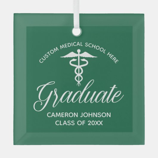 Groene Medische School Afstuderen Kerst Glas Ornament (Voorkant)