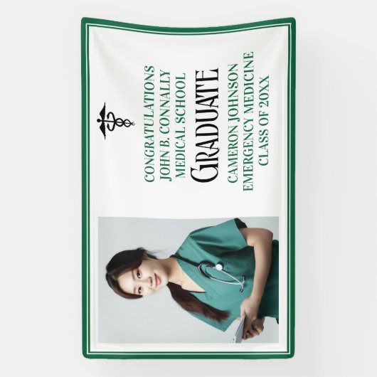 Groene Medische School Foto Afstudeerfeest Spandoek (Verticaal)