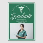 Groene Medische School Foto Afstuderen Magneet Kaa Magnetische Uitnodiging (Voorkant)