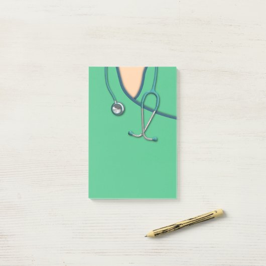 Groene medische scrubs post-it® notes (Op bureau)