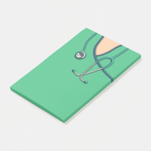 Groene medische scrubs post-it® notes (Schuin)