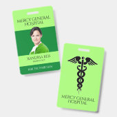 Groene medische technicus Caduceus Ziekenhuis Badge (Voor- en achterkant)