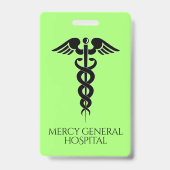 Groene medische technicus Caduceus Ziekenhuis Badge (Achterkant)