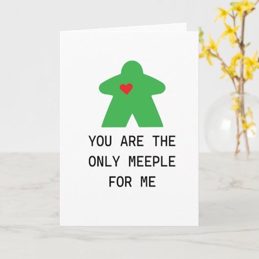 Groene Meeple Bordspel Valentijn Kaart (Gele Bloem)