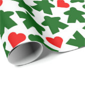Groene Meeple met Rode Hart Cadeaupapier (Rol Hoek)
