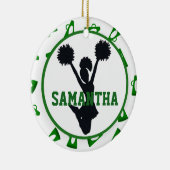Groene Megaphones en Cheerleader Persoonlijk Keramisch Ornament (Rechts)