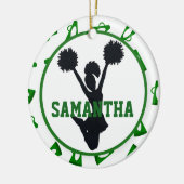 Groene Megaphones en Cheerleader Persoonlijk Keramisch Ornament (Links)