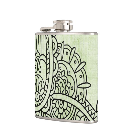 Groene Mehndi Motif Flask Heupfles (Links)