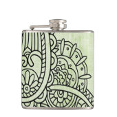 Groene Mehndi Motif Flask Heupfles (Voorkant)