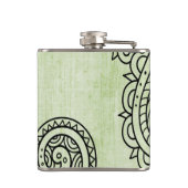 Groene Mehndi Motif Flask Heupfles (Achterkant)