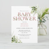 Groene Meisje Stof Roze Roze Letter Baby Shower Kaart (Staand voorkant)