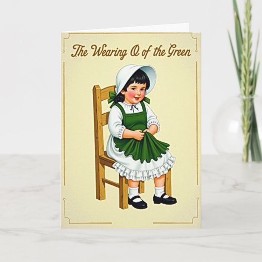 Groene Meisje Vintage Kaart (Voorkant)