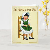 Groene Meisje Vintage Kaart (Gele Bloem)