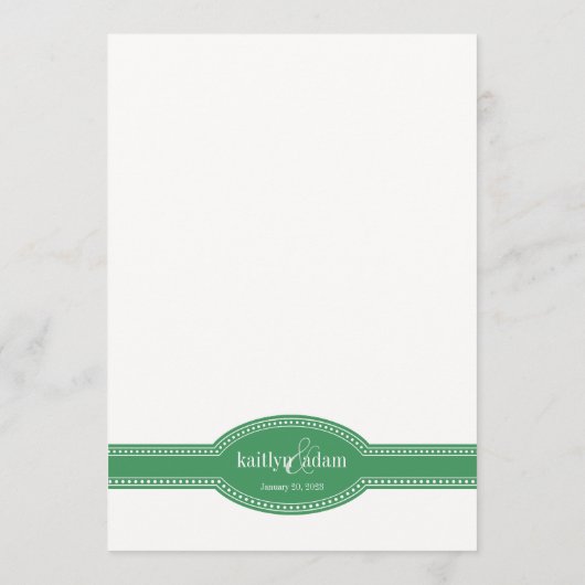 Groene Menu Kaart, Caroline Wedding Collectie (Achterkant)