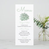 Groene Menu Waterverf Succulent Cactus Wedding (Staand voorkant)