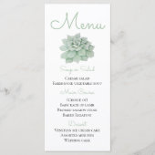 Groene Menu Waterverf Succulent Cactus Wedding (Voorkant)