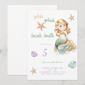 Groene mermaid verjaardagsuitnodiging kaart (Voorkant / Achterkant)