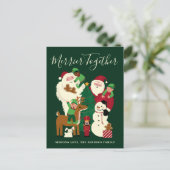Groene Merrier Samen Santa en Vrienden Feestdagenkaart (Staand voorkant)