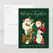 Groene Merrier Samen Santa en Vrienden Feestdagenkaart (Voorkant / Achterkant)