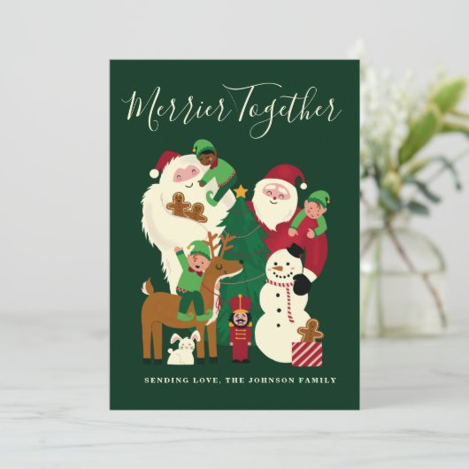 Groene Merrier Samen Sinterklaas en Vrienden Kaart (Staand voorkant)
