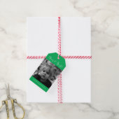 Groene "Merry and Bright" foto met Kerstmis Cadeaulabel (Met Touw)