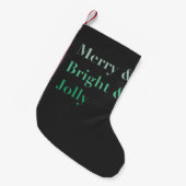 Groene Merry & Bright & Jolly Typografie Mannen Kleine Kerstsok (Voorkant (Hangend))