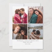 Groene Merry & Bright Waterverf Blad Foto Feestdagenkaart (Achterkant)