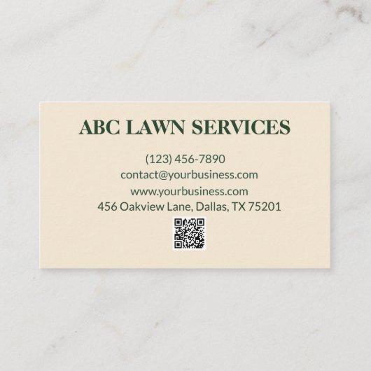 Groene messen gazon zorg visitekaartje (Achterkant)