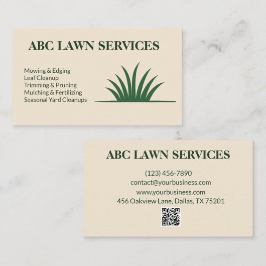 Groene messen gazon zorg visitekaartje (Voorkant / Achterkant)