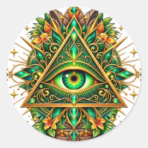 Groene messing oog sticker