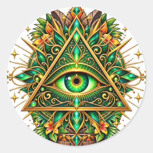 Groene messing oog sticker (Voorkant)
