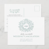 Groene met de hand getekende bladmonogram huwelijk aankondigingskaart (Voorkant / Achterkant)