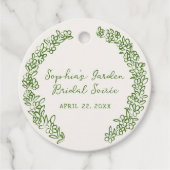 Groene met de hand getekende bloemenrand bedankjes labels (Voorkant)