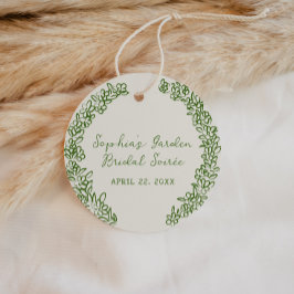 Groene met de hand getekende bloemrand bedankjes labels