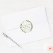 Groene met de hand getekende bloemrand ronde sticker (Envelop)