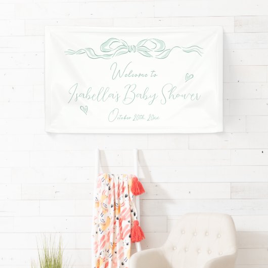 Groene met de hand getekende boog Baby Shower Welk Spandoek (Insitu)
