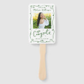 Groene met de hand getekende Doodle Afstudeercerem Handwaaier (Voorkant)