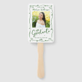 Groene met de hand getekende Doodle Afstudeercerem Handwaaier (Achterkant)
