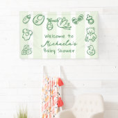 Groene met de hand getekende Doodle Lollige Baby S Spandoek (Insitu)