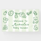 Groene met de hand getekende Doodle speelse Baby S Spandoek (Horizontaal)