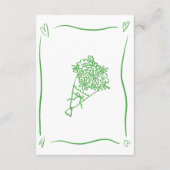 Groene met de hand getekende hart whimsical bruilo informatiekaartje (Achterkant)