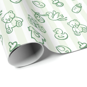 Groene met de hand getekende krabbel fantasierijke cadeaupapier
