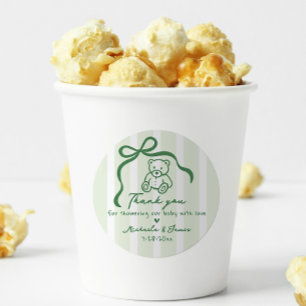 Groene met de hand getekende krabbelboog Whimsisch Ronde Sticker