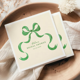 Groene met de hand getekende strik bruidsdouche servet